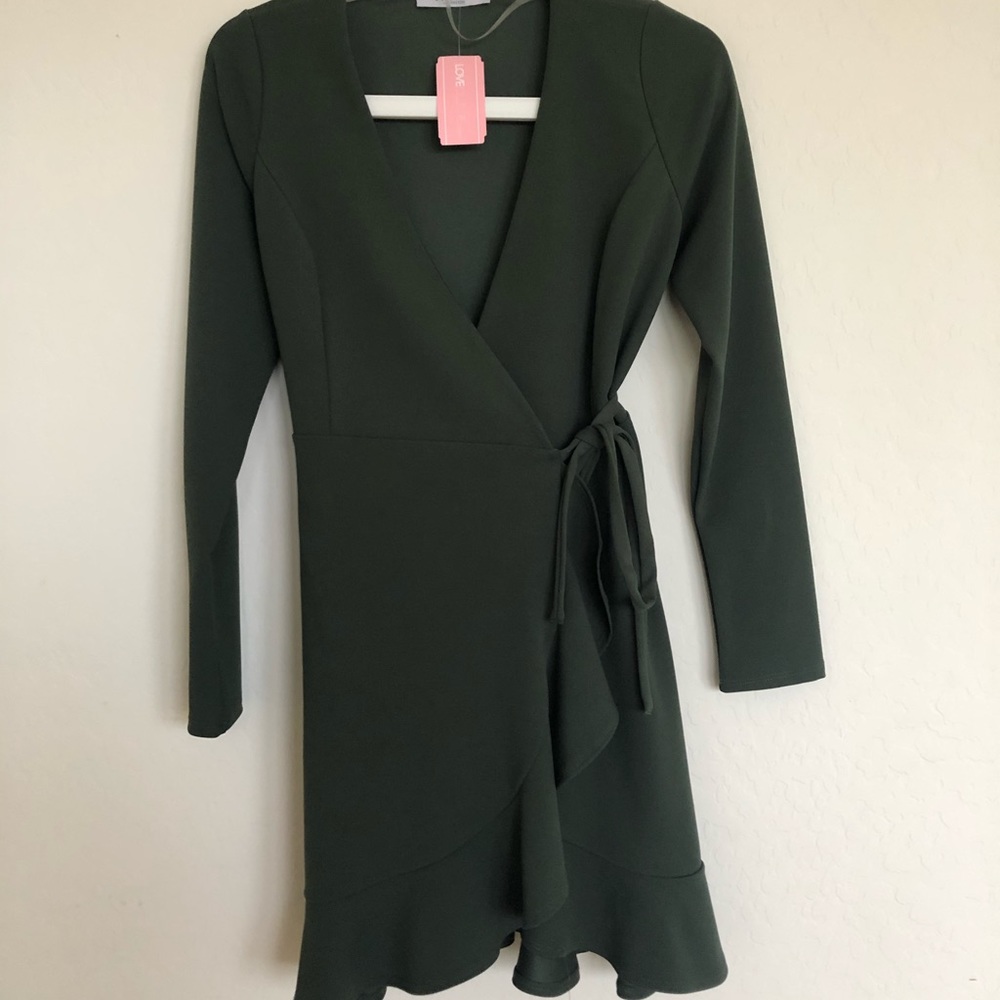NWT Love Culture Green Wrap Dress